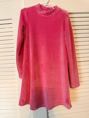Girls Yogalicious Pink Velvet Long Sleeve Casual Dress - Size S (7/8)